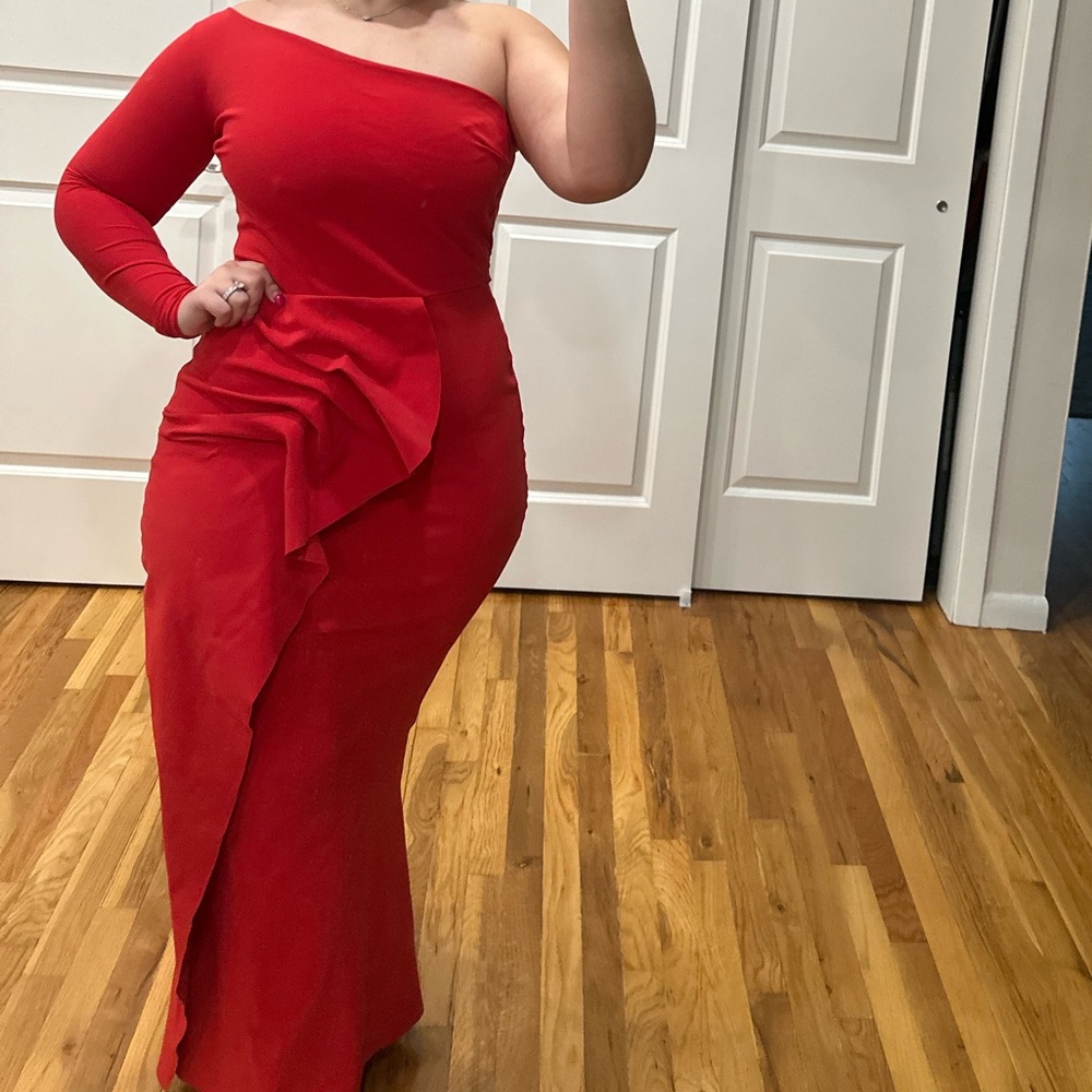 One shoulder dress fits like a large